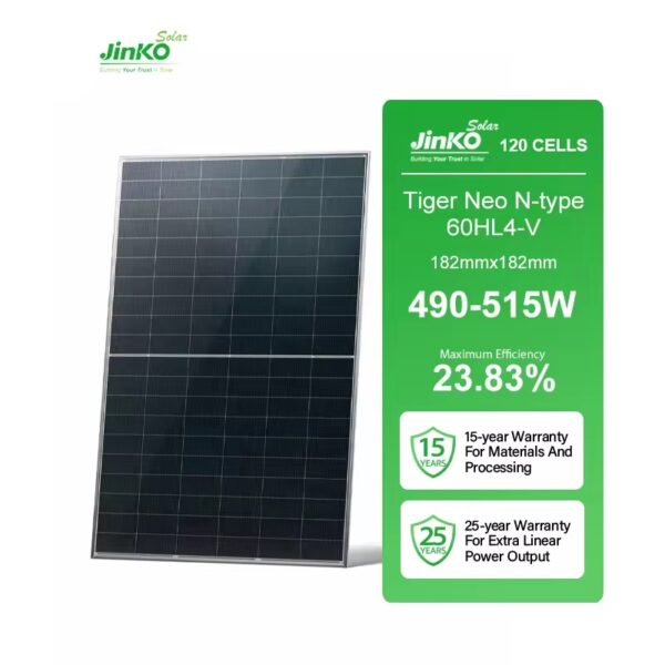 Jinko Solar Panel 490W 495W 500W 505W 510W 515W Tiger Neo N-type 60HL4-V Mono PV Module