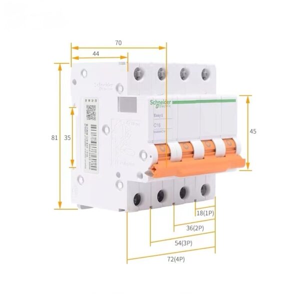 Schneider EA9AN 3P 6A 10A 16A 20A 25A 32A 40A 50A 63A Mini Circuit Breaker - Image 4