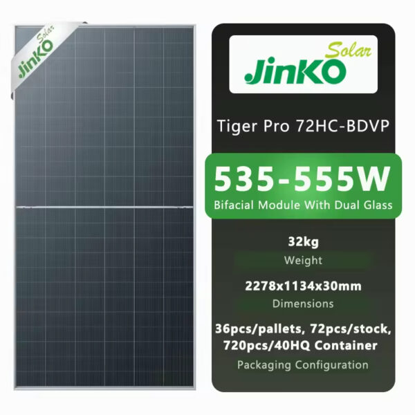 Jinko Tiger PRO 72HC-BDVP 535W 540W 545W 550W 555W Mono Perc Solar Panel