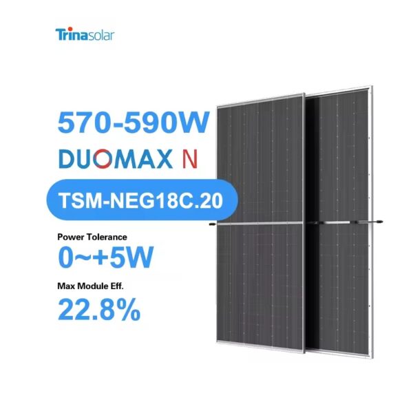 Trina Solar TSM-NEG18C.20 550W - 580W Dual Glass PV Module Black Bifacial Solar Panels