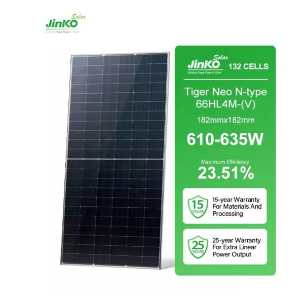 Jinko 605W To 635W 66HL4M-(V) Tiger Neo N-type Solar Panels