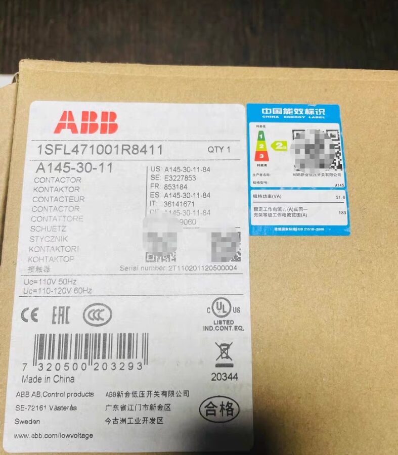 ABB 1SFL471001R8411 Original AC Contactor A145-30-11-84 Coil Voltage AC110V 220-230V 50Hz / 60Hz Contactor - Image 4